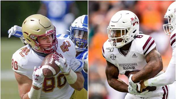 Boston College Hunter Long and Mississippi State Kylin Hill